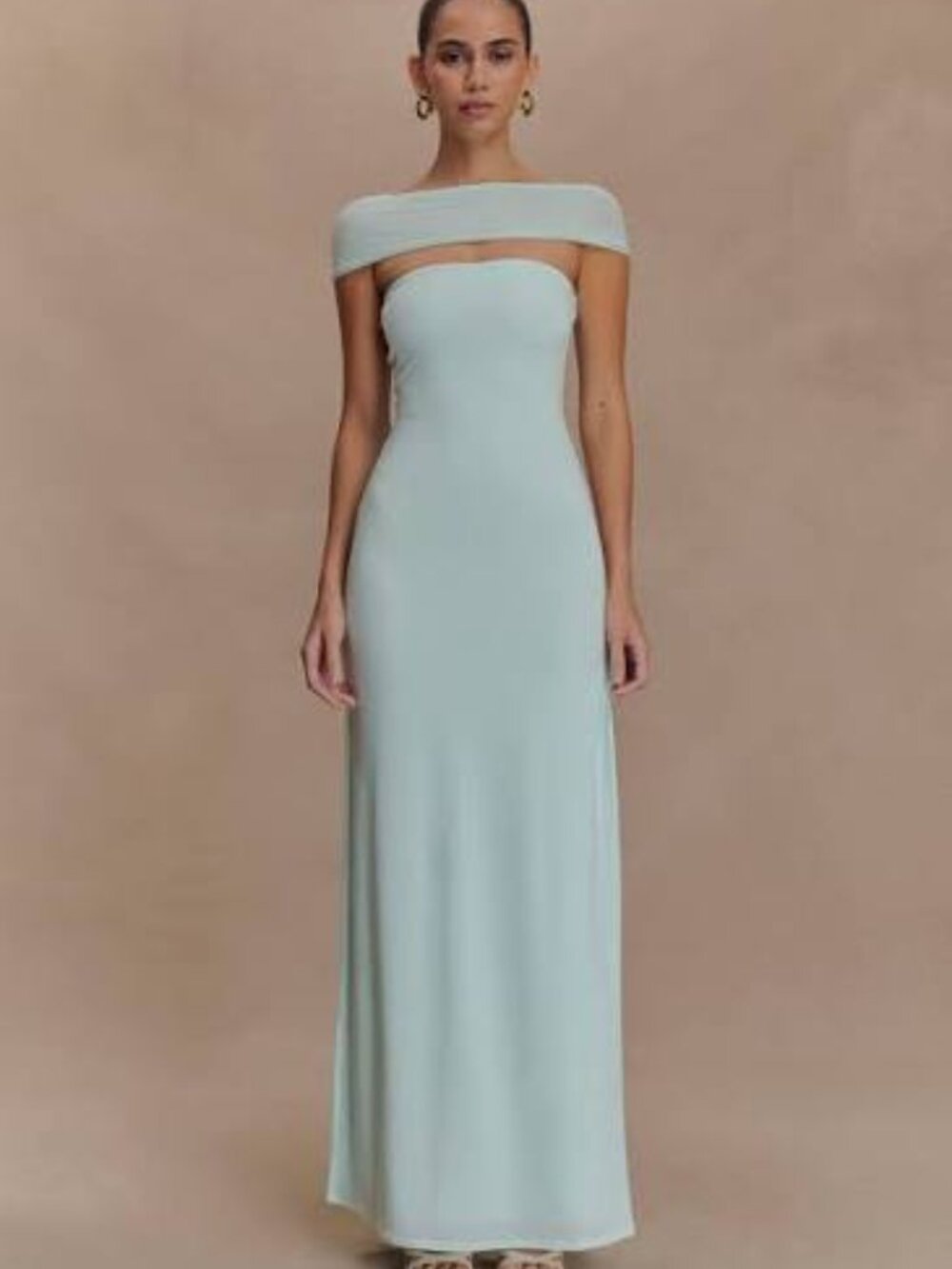 Meshki Light blue fitted maxi dress in Small